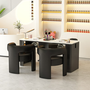 Mesa de Manicura Moderna de Mármol para Salón, Estación de Trabajo con Almacenamiento, Muebles de Belleza Comerciales - Product Image 2