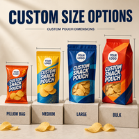 Op maat bedrukte, hersluitbare staande pouch voor gebakken snacks met zilveren barrière binnenlaag voor crackers, retail voedselverpakkingen
