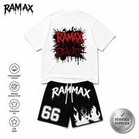 Ensemble streetwear en coton lourd RAMAX, t-shirt graphique et short, style Y2K grunge, pour hommes, vente en gros personnalisée, fournisseur vérifié