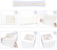 Mini boîtes à gâteaux magnétiques portables écologiques réutilisables pour fenêtre, 6x6x5 pouces, emballage blanc pour pâtisseries et chocolats