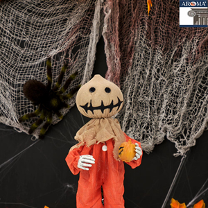 Décoration d'Halloween : Homme Citrouille Animé Effrayant de 80 cm avec Son et Bras Articulés pour Halloween - Product Image 1