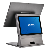 Système de point de vente Tcang 15,6 pouces en alliage d'aluminium noir pour les petites entreprises, système de point de vente pour magasin, machine de caisse tactile, TPV pour commerces