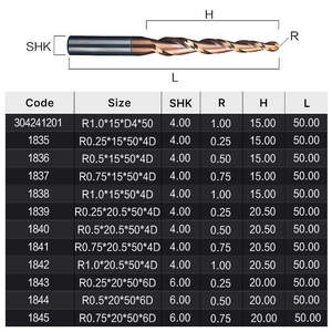 Fraise à queue conique HUHAO TISIN avec revêtement, 2 dents, HRC55, en carbure pour CNC, pour sculpture sur bois, référence 1835 - Product Image 5