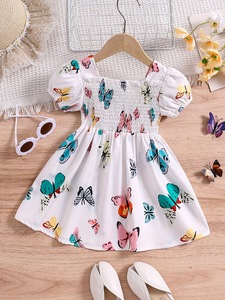 Vestito Estivo da Principessa per Bambine, Manica Corta con Motivo a Farfalla per Climi Caldi - Product Image 2