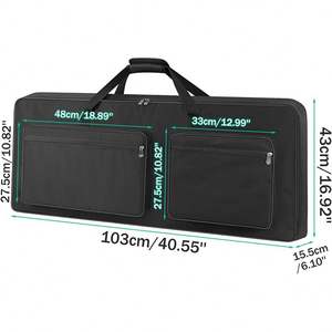 Échantillon gratuit : Sac pour clavier 61 touches avec 4 poches pour accessoires de clavier, 6 pieds de maintien et 3 poches avant pour câbles et partitions - Product Image 3