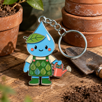 Gantungan Kunci Enamel Kustom Kawaii Gardener Premium Hard Enamel Zinc Alloy Bunga Matahari Tetesan Hujan Suvenir untuk Hadiah Pecinta Berkebun