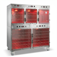 Cage à oxygène transparente en acrylique pour animaux de compagnie avec débitmètre réglable pour chats et chiens, usage en clinique vétérinaire