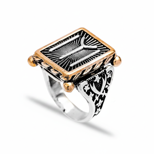 Ottoman Signet Design Authentic <b>Men</b> <b>Ring</b> Turkish Wholesale Handmade 925 Sterling Silver <b>for</b> <b>Men</b> - Product Image 2