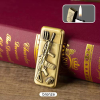 Briquet gonflable rétro personnalisable à motifs en relief, portable pour le camping et les voyages, briquet standard pour cigarettes