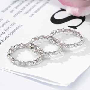 Anillo de Moissanita con Corte Marquesa, Chapado en Rodio, Plata de Ley, Anillo de Moissanita, Anillo de Diamante de Moissanita, Plata de Ley 925 - Product Image 2