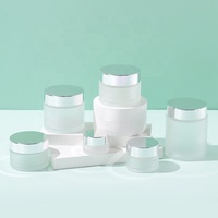 Petit flacon en verre givré pour crème visage ou essence, 5g 10g 15g 20g 25g 30g 50g avec bouchon doré
