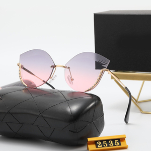 Lunettes de soleil élégantes pour femmes, forme œil de chat, sans monture, vintage, rétro, métal, bleu, violet, <span class=keywords><strong>gris</strong></span>, verres unisexes, lunettes de soleil tendance - Product Image 5