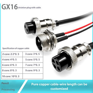 Conector de Aviación GX16 con Cable, Soldadura Macho/Hembra, Doble Cabeza, 2P-10 Núcleos, Arnés de Conexión Sin Aislamiento, Varias Longitudes - Product Image 4