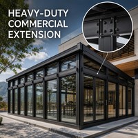 Véranda moderne en alliage d'aluminium robuste de qualité commerciale, grande portée, structure renforcée, double vitrage trempé Low-E pour hôtel
