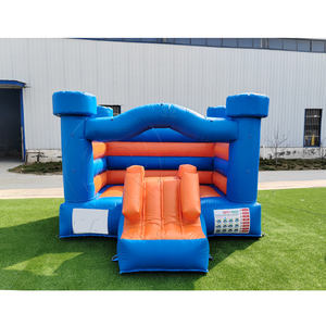 Castillo Inflable Azul con Tobogán para Niños Pequeños, Casa de Brinco Inflable de 3x3m con Diseño de Elefante para Fiestas de Cumpleaños Infantiles - Product Image 1