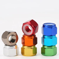Pièces métalliques usinées CNC, pièces de tournage CNC en aluminium, pièces usinées CNC sur mesure, écrous de blocage en aluminium et nylon M2-M8 anodisés CNC