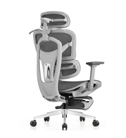 Chaise de bureau ergonomique en maille avec repose-pieds et appui-tête réglables, support lombaire pour atelier, jeux et travail