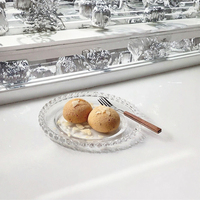 Bols de service en verre écologiques modernes et grandes assiettes rondes - Motif personnalisé pour les dîners de mariage, les salades de fruits et les gâteaux