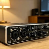 Tarjeta de Sonido Externa USB de Alta Gama B-U-PHORIA UMC202HD para Transmisión en Vivo Profesional, Grabación en Computadora y Guitarra