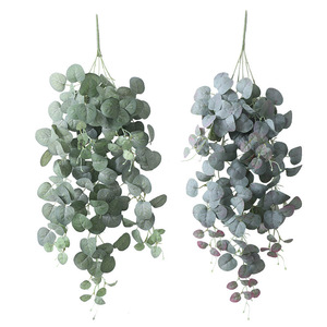 Guirlande artificielle d'eucalyptus Mo Hua Ge, blanc grisâtre, brun rougeâtre, fleurs en soie, décoration murale, accessoires de mariage - Product Image 4