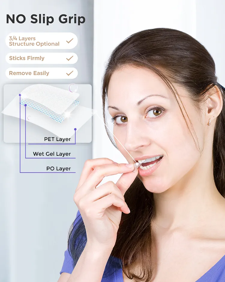 CE Approved Vegan Non Peroxide 28PCS PAP Sensitive Free Purple Teeth Whitening Strips Private Logo