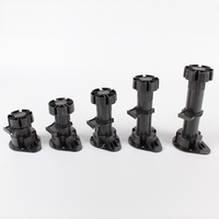 Produits de quincaillerie niveleur de jambe de lit PP de couleur noire jambes de canapé en plastique pour meubles pieds de nivellement robustes jambe d'armoire réglable