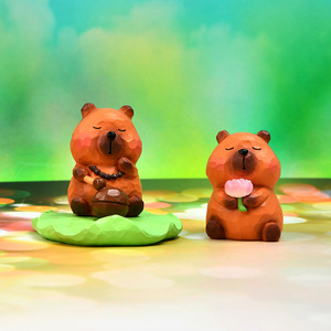 Cute Capybara Resin Phone Holder Rotatable Base Desk Ornament Cartoon Style Gift - Product Image 4