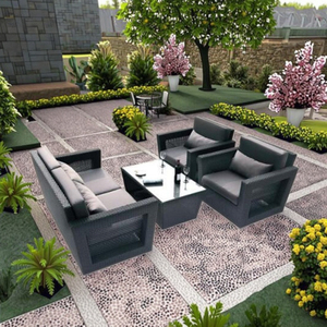 Tổng hợp mây đồ gỗ ngoài trời nóng bán khách sạn ngoài trời sofa thương mại mây vườn sofa Set 2 + 1 + 1 sofa Set - Product Image 1