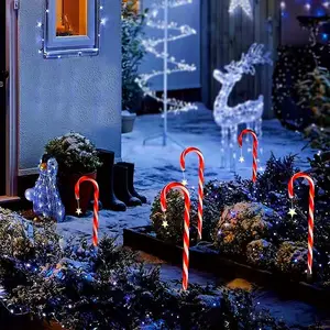 批发1拖12糖果棒串光路花园户外防水装饰发光二极管圣诞太阳能灯