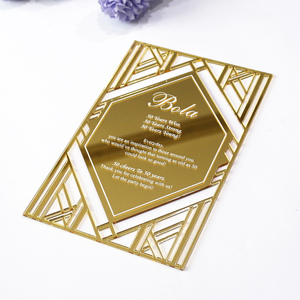 Personnalisé 5x7 pouces Laser Estampage à chaud Lettres Vintage Creux Style Doré Miroir Acrylique <span class=keywords><strong>Carte</strong></span> <span class=keywords><strong>d</strong></span>'<span class=keywords><strong>invitation</strong></span> - Product Image 5