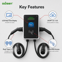 Nouveau chargeur EV AC 7kW 14kW Type 2 32A double prise sur pied IP54 EVSE monophasé pour maison et parking UE