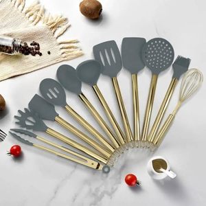 38 Piece Silicone Stainless Steel Kitchen Utensil Set Gold Gray <b>Cooking</b> Tool <b>Kit</b> with Holder for Home Kitchen - Product Image 4