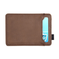 Porte-cartes minimaliste de luxe en cuir PU avec pince à billets métallique, format compact pour poche avant, vente en gros OEM