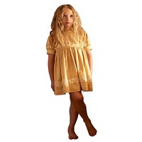 Robe pour enfants 2026 SS Été APO Rétro Robuste Plissée Fille Princesse Broderie Florale Bretelles Jupe Trapèze