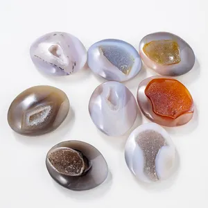 Pedra de cura ágata de cristal natural, pedra de cura para mulher, compressa quente, quartzo