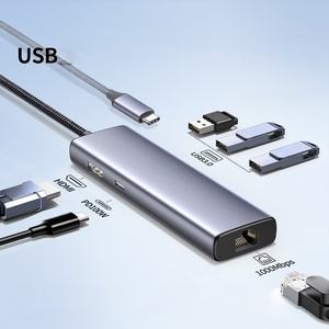 Adaptateur multiport <span class=keywords><strong>USB</strong></span>-<span class=keywords><strong>C</strong></span> multifonction 4-en-1 pour 2.0 4K 30Hz 6 <span class=keywords><strong>USB</strong></span> 3.0 3.5MM AUX en alliage d'aluminium, station d'accueil 6 ports en stock - Product Image 1