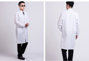 Unisex manica Lunga bianco del laboratorio cappotto del cotone abito bianco fabbrica di cibo medico infermiere uniforme - Product Image 4