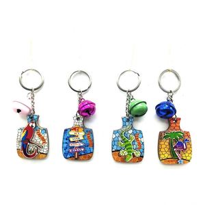 Good Quality Custom Shape Double Sided Florida Souvenirs Beach MDF Wooden Keychain Ring with <b>Bell</b> - Product Image 4