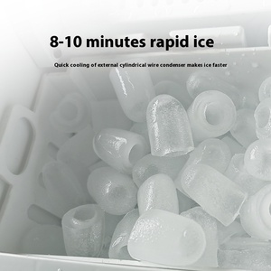 Máquina de cubitos de hielo comercial portátil de 15kg, máquinas de hielo de bala pequeñas eléctricas con carcasa de plástico cuadrada para tienda de té en casa KTV - Product Image 3