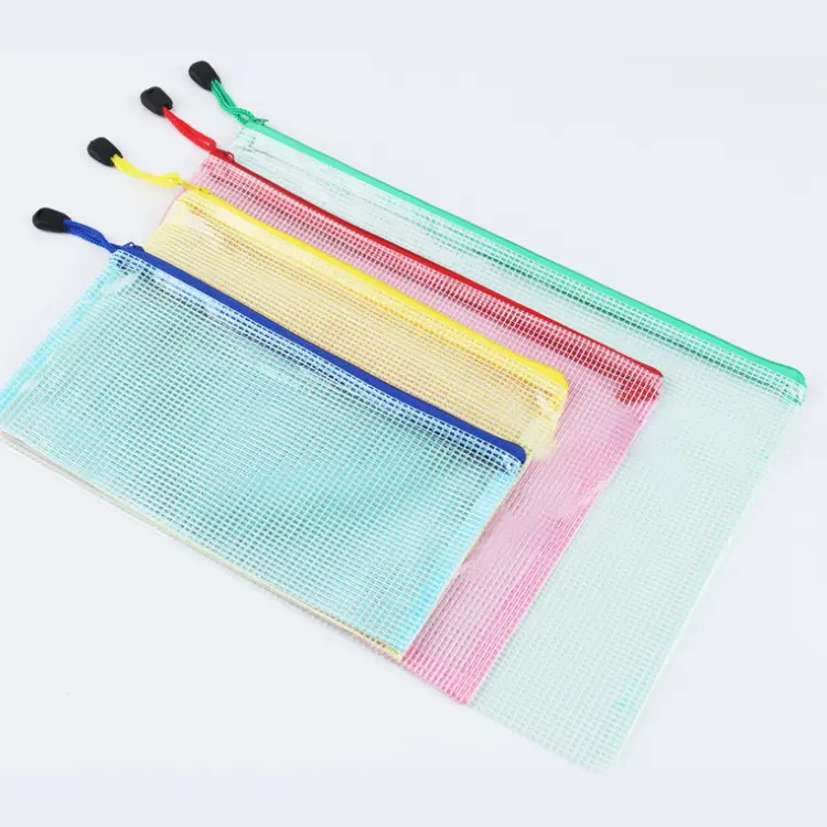 10 Pièces A4 Fichier de Fermeture À Glissière Sacs À Fermeture À Glissière Étanche PVC Sac En Plastique Zip Document Dossier de Classement 5 Couleurs