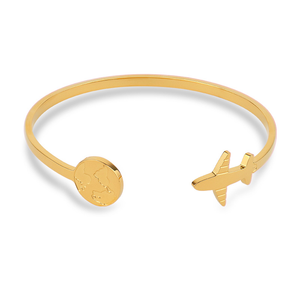 Moda minimalista joyería de acero inoxidable declaración <span class=keywords><strong>banda</strong></span> avión mapa signo brazalete viaje soñadores pulsera - Product Image 1