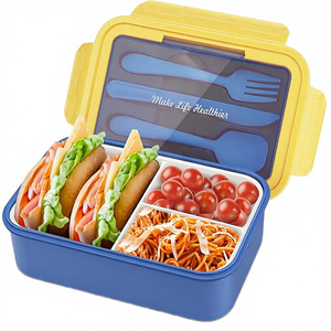 Lonchera Bento para Niños y Adultos, 3 Compartimentos, Apta para Microondas y Lavavajillas, Plástico Portátil, Capacidad de 1-3L - Product Image 4