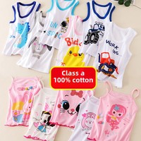 Débardeur d'Été Décontracté pour Bébés Garçons et Filles, Fines Bretelles en Coton avec Motif Dessin Animé, 100% Coton