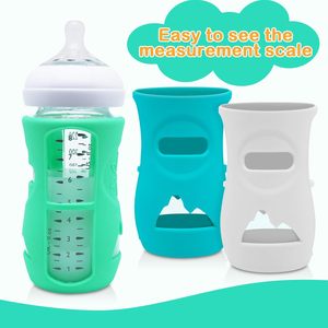 Biberons en verre naturel 8 oz, lot de 3, avec manchon de protection en silicone anti-casse, couleurs assorties, manchon de biberon en PP - Product Image 5