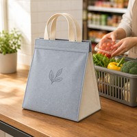 Sac isotherme personnalisé avec logo imprimé, en non-tissé, avec poignées, réutilisable, léger, imperméable et écologique