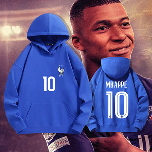 Pour l'équipe de <span class=keywords><strong>France</strong></span> <span class=keywords><strong>Mbappe</strong></span> N° 10 sweats à capuche unisexes en coton personnalisés pour jeunes, style sport, amples, doublés en polaire - Product Image 1