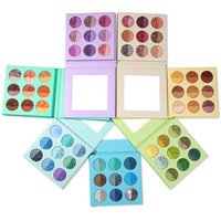 Palette de fards à paupières mats 9 couleurs bleues en papier, sans talc, avec paillettes, logo personnalisé, produit de maquillage, marque privée