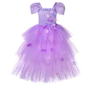 Nouveau Design <span class=keywords><strong>Isabella</strong></span> Cos Costumes Violet Tulle Manches Bouffantes Fille Robes 6 À 14 Ans - Product Image 1