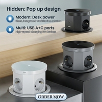 Prise de table escamotable BNT Kitchen, 3 prises IP44 16A, ports USB A+C, chargeur sans fil, alliage d'aluminium, CE