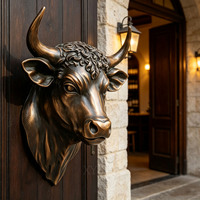 Escultura de Pared de Cabeza de Toro de Bronce, Estilo Realista Personalizado, Decoración de Pared Interior y Exterior, Estatua de Bronce